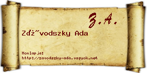 Závodszky Ada névjegykártya